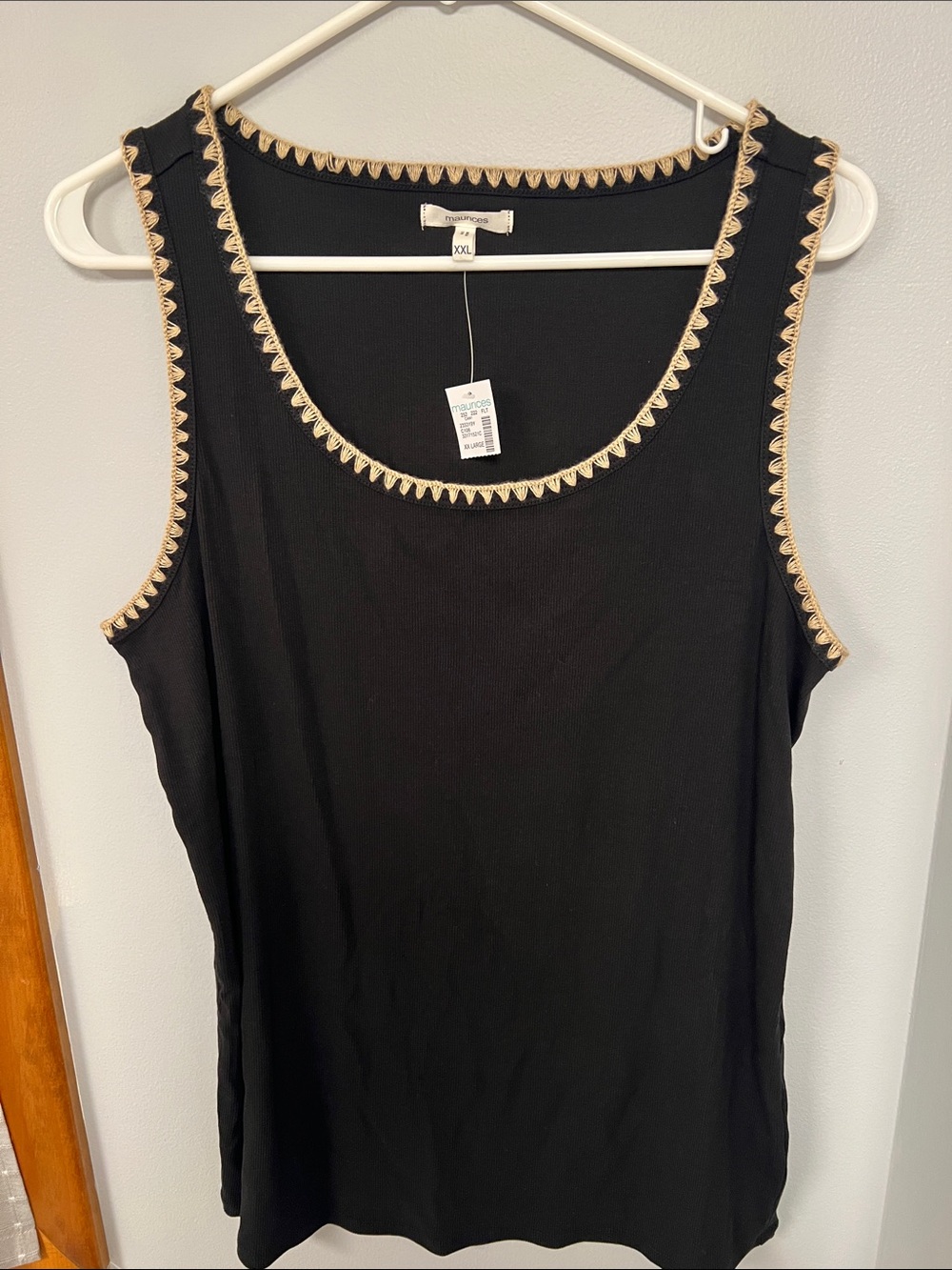Maurices Black Tank Top with Gold Trim